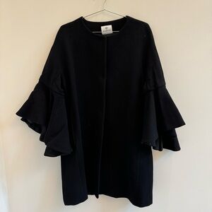 Black Ruffled Sleeve Coat